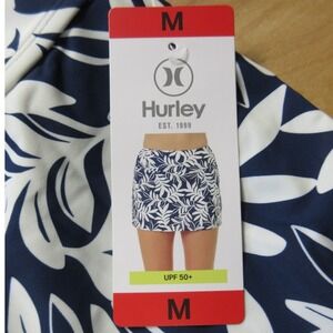 HURLEY‎ UPF 50+ Performance Swim Skort Sz M Blue White Floral Stretch Shorts NWT